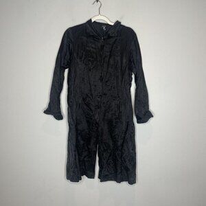 Eileen Fisher Black Satin Tunic Top Long Sleeve Size Medium